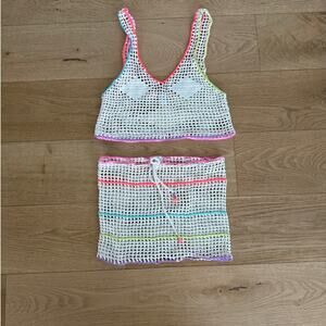 Andi Bagus Cover Up Crop & Mini Skirt Go Go Size S/M Beige Multi